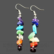 Natural Stone 7 Chakra Long Fringed Earrings