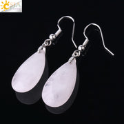 Natural Stone Water Drop Healing Stone Earrings -Multi-faceted Beads