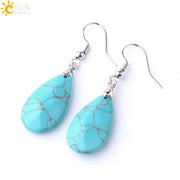 Natural Stone Water Drop Healing Stone Earrings -Multi-faceted Beads