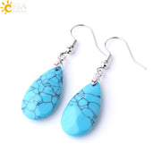 Natural Stone Water Drop Healing Stone Earrings -Multi-faceted Beads