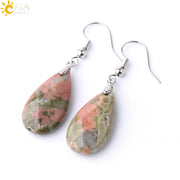 Natural Stone Water Drop Healing Stone Earrings -Multi-faceted Beads