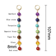 Rainbow Round Natural Stone Earrings 7 Chakra