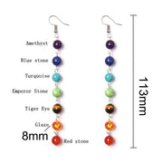 Rainbow Round Natural Stone Earrings 7 Chakra