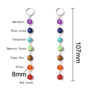 Rainbow Round Natural Stone Earrings 7 Chakra