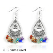 Natural Stone 7 Chakras Chip Gravel Earrings