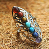 Silver Plated 7 Chakra Healing Hollow Thumb Ring