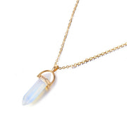 Crystal Hexagon Opal Pendant Necklace