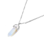 Crystal Hexagon Opal Pendant Necklace