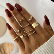 Vintage Metal Gold Hollow Knuckle Ring Set