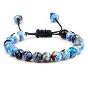 Unisex Fire Agates Onyx Beads Bracelet Bangles 8mm