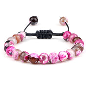 Unisex Fire Agates Onyx Beads Bracelet Bangles 8mm