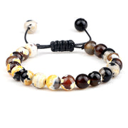 Unisex Fire Agates Onyx Beads Bracelet Bangles 8mm