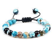 Unisex Fire Agates Onyx Beads Bracelet Bangles 8mm