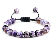 Unisex Fire Agates Onyx Beads Bracelet Bangles 8mm