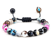 Unisex Fire Agates Onyx Beads Bracelet Bangles 8mm