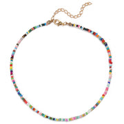 Bohemian  Seed Bead Shell Choker Necklace -Multi-Color