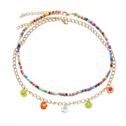 Bohemian  Seed Bead Shell Choker Necklace -Multi-Color