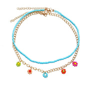 Bohemian  Seed Bead Shell Choker Necklace -Multi-Color