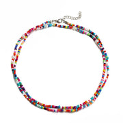 Bohemian  Seed Bead Shell Choker Necklace -Multi-Color