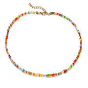 Bohemian  Seed Bead Shell Choker Necklace -Multi-Color