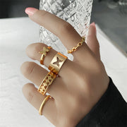 Vintage Metal Gold Hollow Knuckle Ring Set