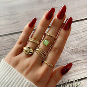 Vintage Metal Gold Hollow Knuckle Ring Set