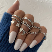 Vintage Metal Gold Hollow Knuckle Ring Set