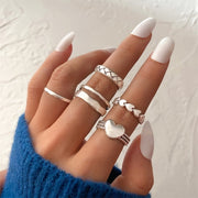 Vintage Metal Gold Hollow Knuckle Ring Set