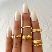 Vintage Metal Gold Hollow Knuckle Ring Set