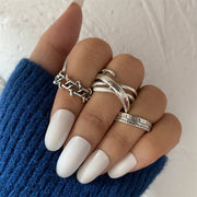 Vintage Metal Gold Hollow Knuckle Ring Set