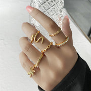 Vintage Metal Gold Hollow Knuckle Ring Set