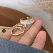 Bohemian White Enamel 3pc ring set