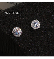 Sterling Silver Color Simple Round Bling CZ Zircon studs