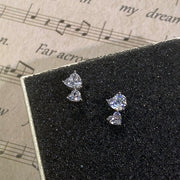 Sterling Silver Color Simple Round Bling CZ Zircon studs