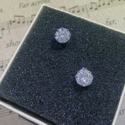 Sterling Silver Color Simple Round Bling CZ Zircon studs