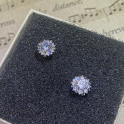 Sterling Silver Color Simple Round Bling CZ Zircon studs