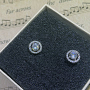 Sterling Silver Color Simple Round Bling CZ Zircon studs