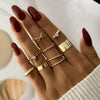 Vintage Metal Gold Hollow Knuckle Ring Set