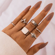 Bohemian Edge Cross Moon Geometric Gold Rings