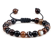 Unisex Fire Agates Onyx Beads Bracelet Bangles 8mm