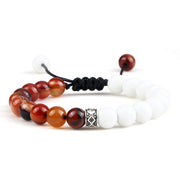 Unisex Fire Agates Onyx Beads Bracelet Bangles 8mm