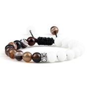 Unisex Fire Agates Onyx Beads Bracelet Bangles 8mm