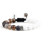 Unisex Fire Agates Onyx Beads Bracelet Bangles 8mm