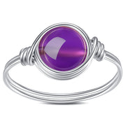 Handmade Crystal Wire Wrapped Rings Natural Amethyst, Agates, Pink Quartz